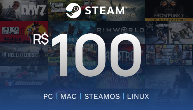 Steam R$100 - Gift Card Digital (PC)